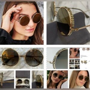 JIMMY CHOO OVERSIZED ROUND SUNGLASSES SURROUNDED BY SWAROVSKI CRYSTALS, BLING:)